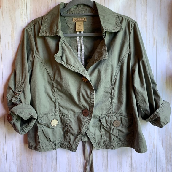Art And Soul Jackets & Blazers - Art and Soul Army Green 3/4 Sleeve Cotton Jacket
